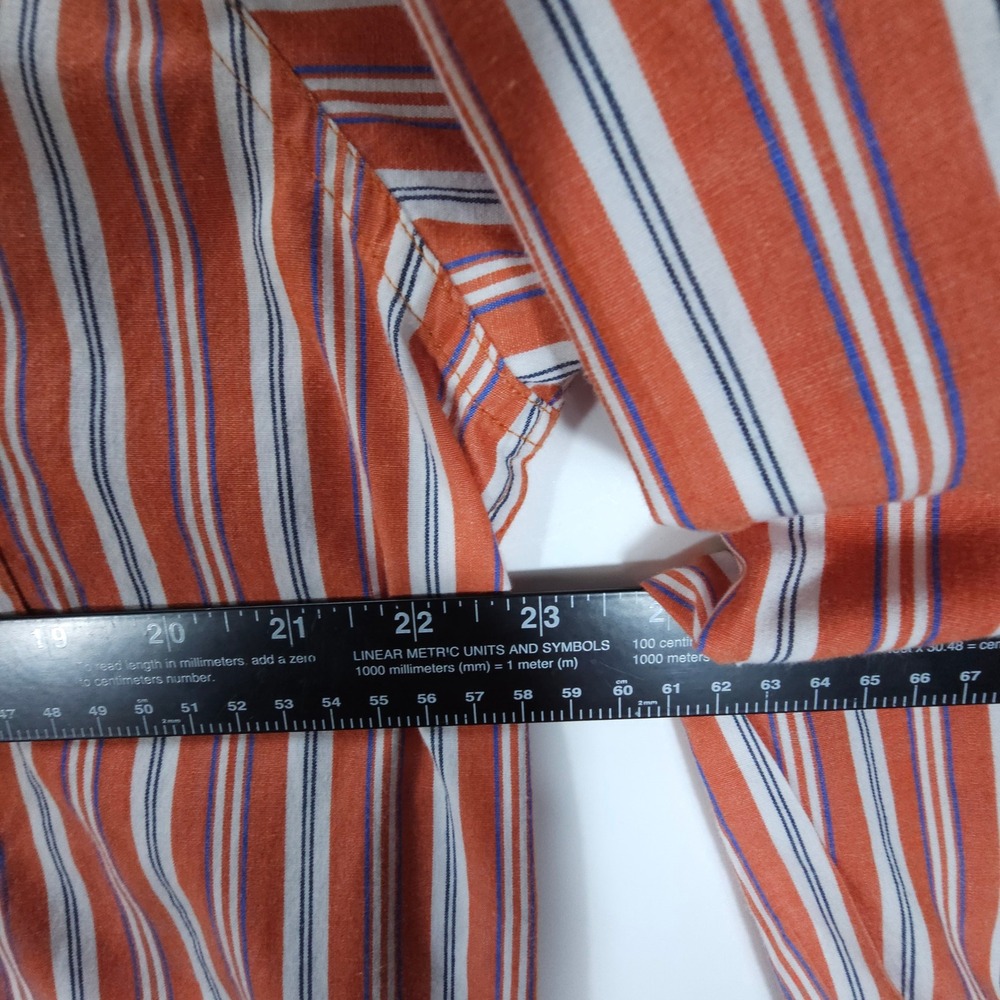 Chaps Shirt Mens L Orange Striped Y2K Button Down Long Sleeve Pocket Preppy - Picture 5 of 6